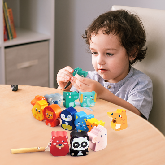 Wooden Animal Lacing Beads