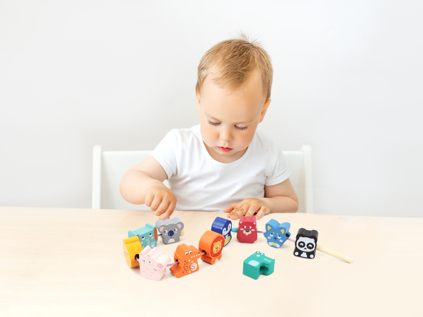 Wooden Animal Lacing Beads