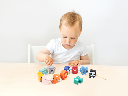 Wooden Animal Lacing Beads