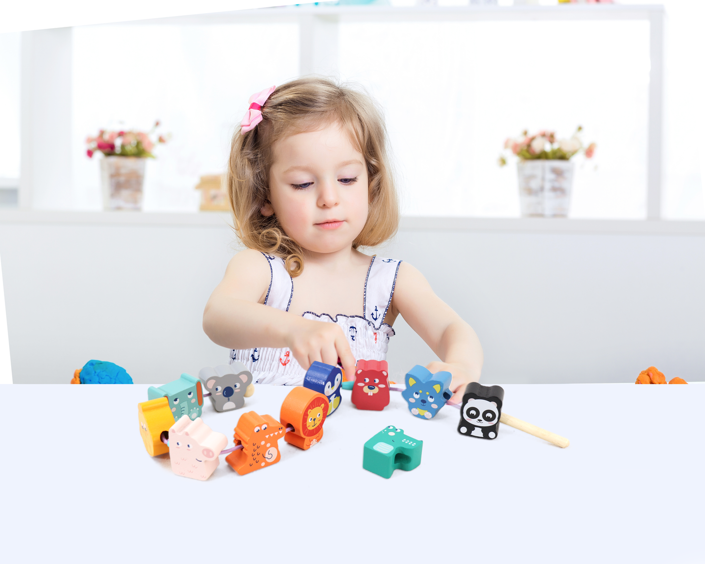 Wooden Animal Lacing Beads