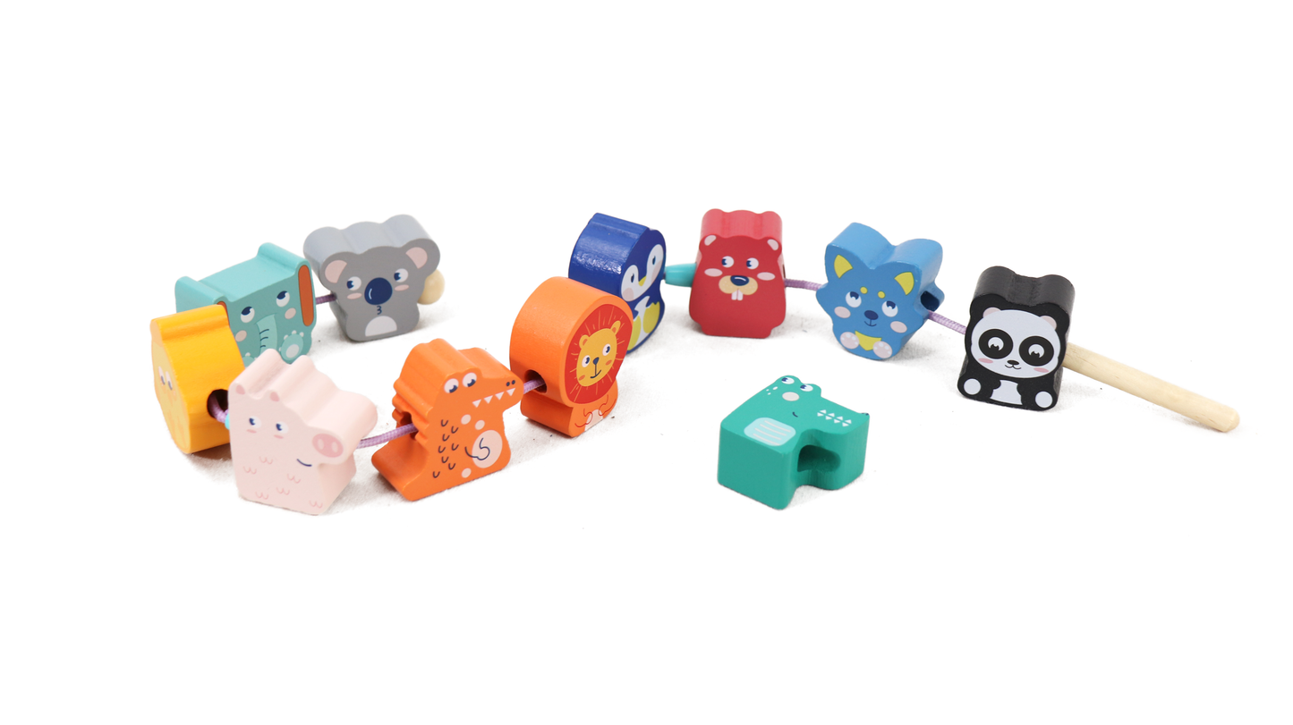 Wooden Animal Lacing Beads